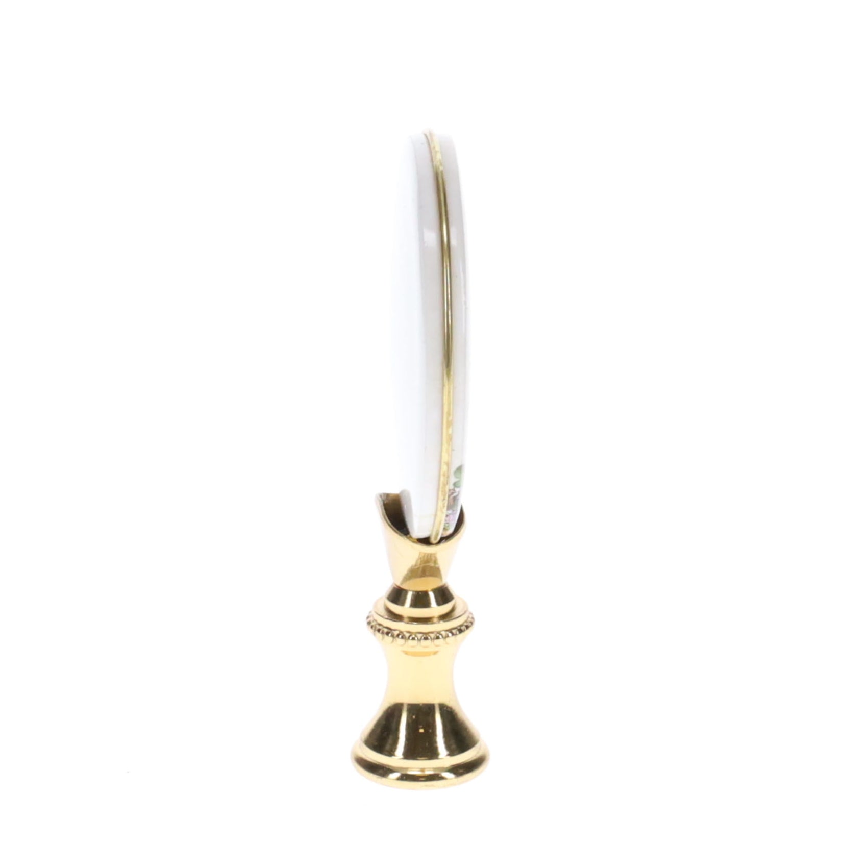 2-7/8" Tall Brass Finial, Picture of Deer/Fawn, Flowers, Ceramic, 1/4-27F Tap (15142)