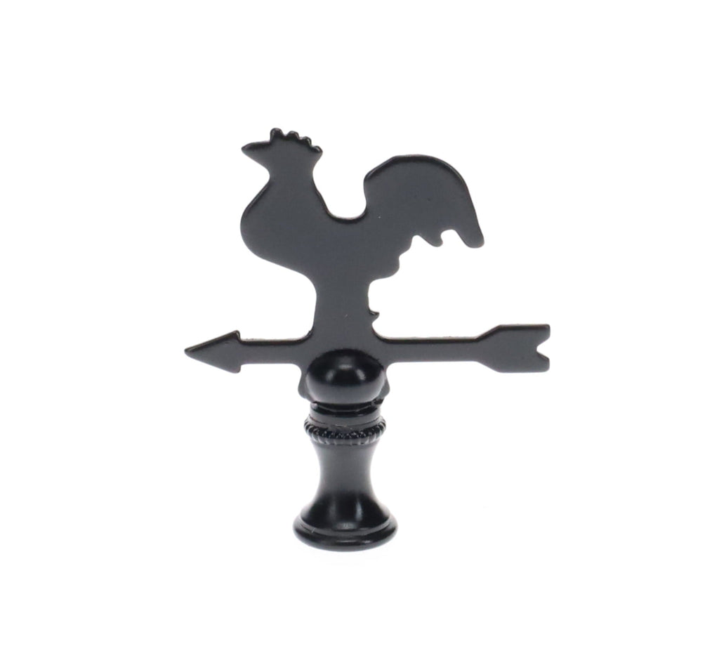2-1/2" Tall Finial, Black Rooster Weather Vane, 1/4-27F Tap (15143)