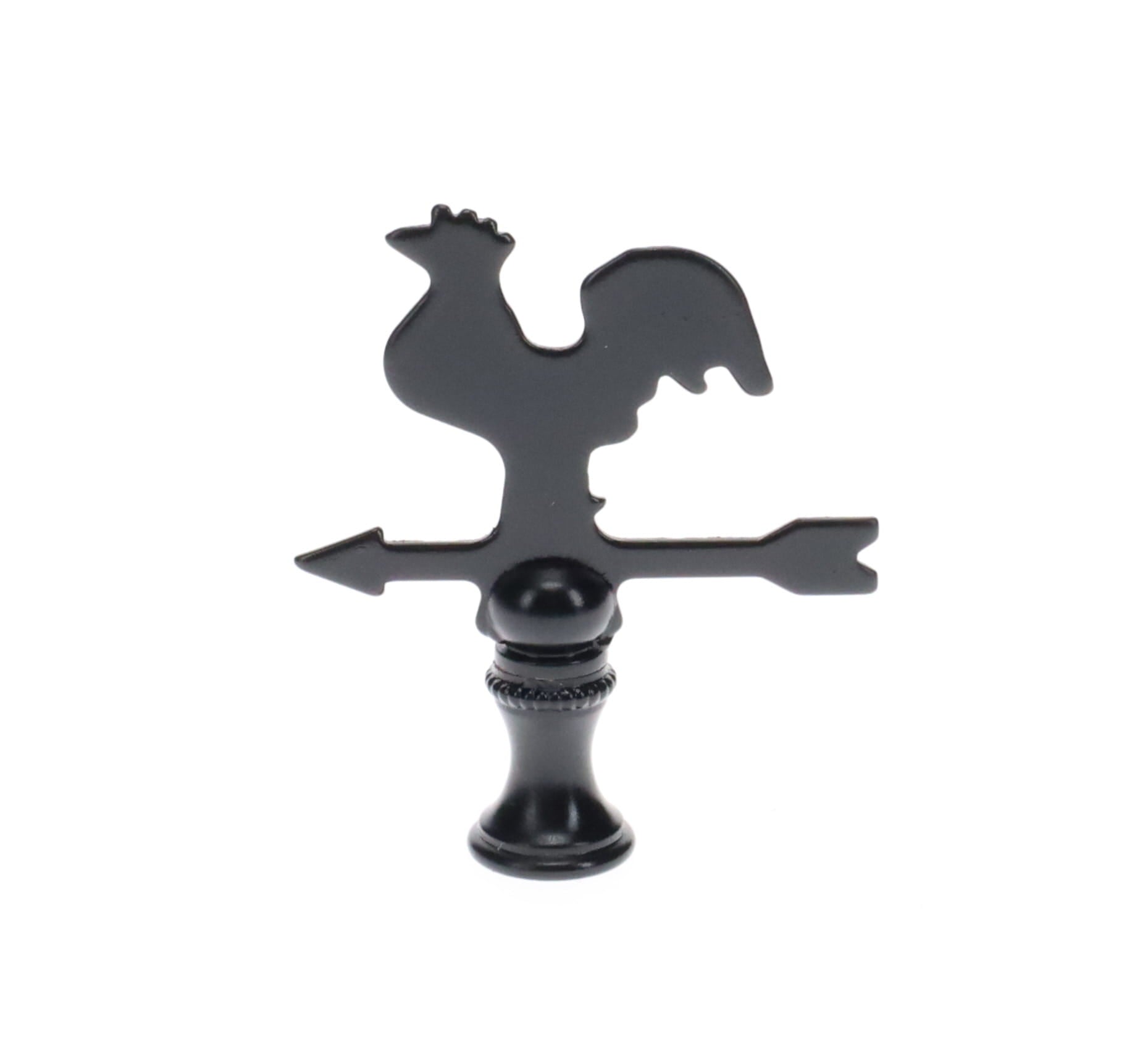 2-1/2" Tall Finial, Black Rooster Weather Vane, 1/4-27F Tap (15143)
