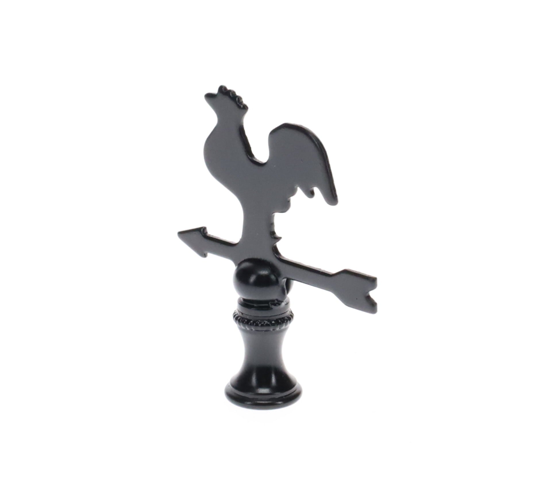 2-1/2" Tall Finial, Black Rooster Weather Vane, 1/4-27F Tap (15143)