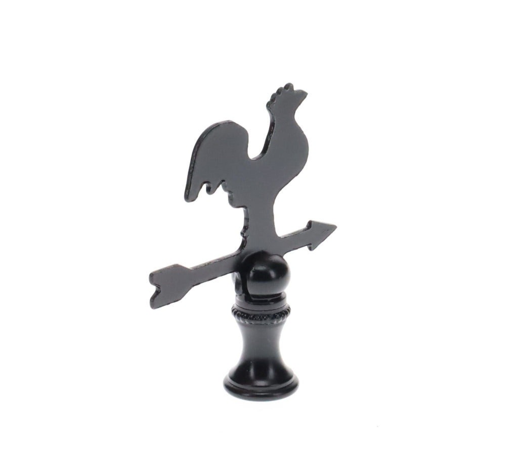 2-1/2" Tall Finial, Black Rooster Weather Vane, 1/4-27F Tap (15143)