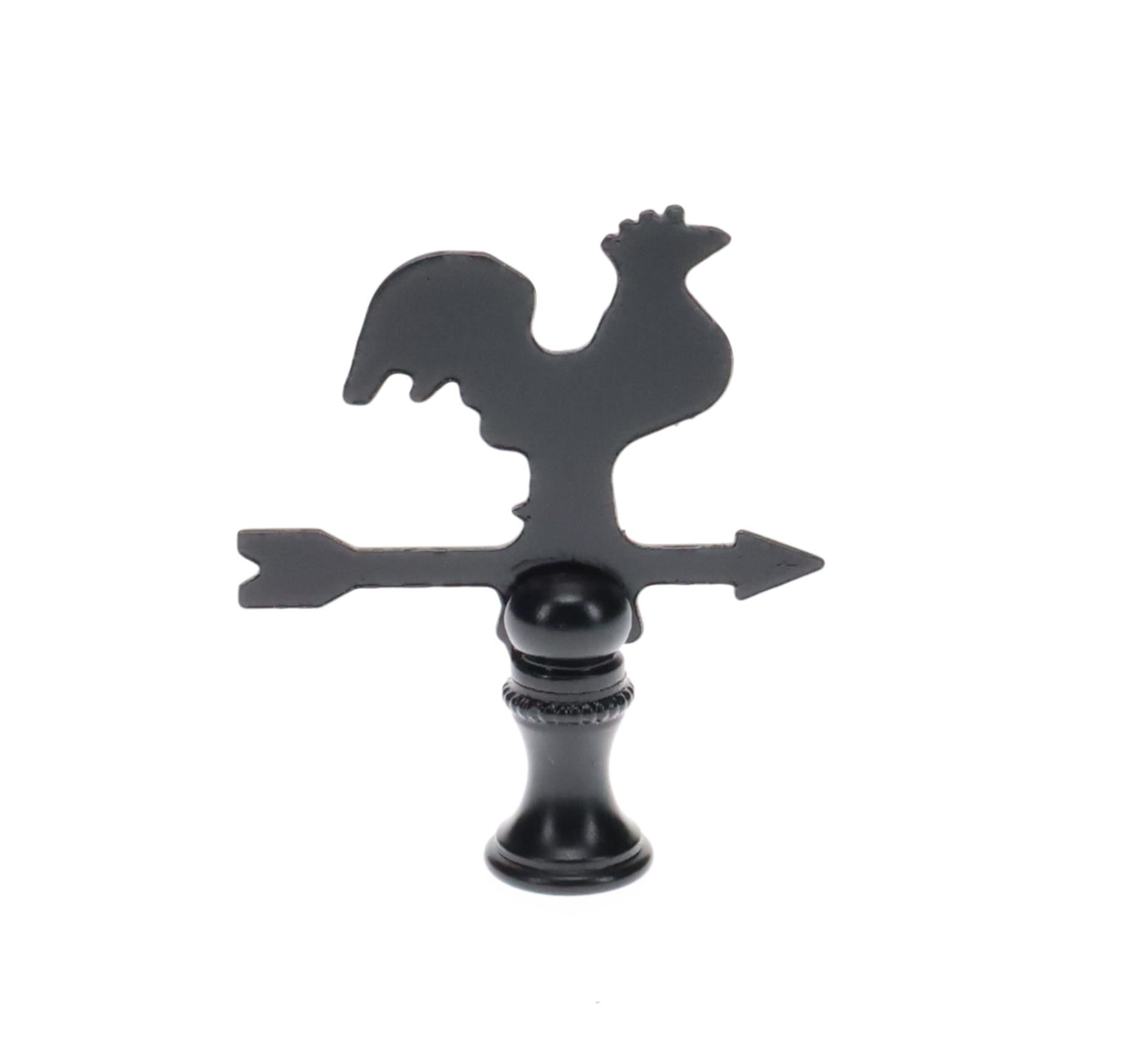 2-1/2" Tall Finial, Black Rooster Weather Vane, 1/4-27F Tap (15143)