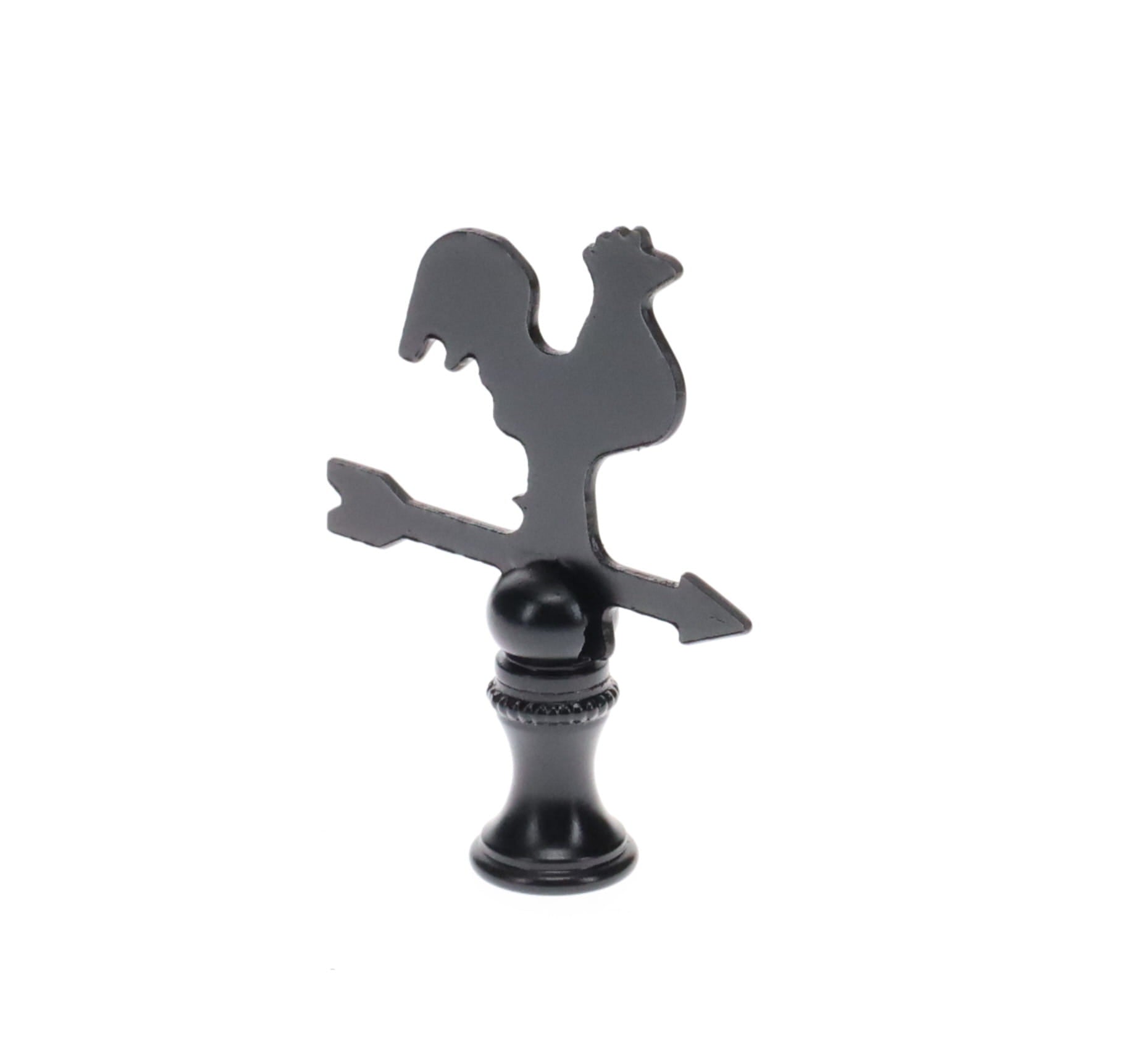 2-1/2" Tall Finial, Black Rooster Weather Vane, 1/4-27F Tap (15143)