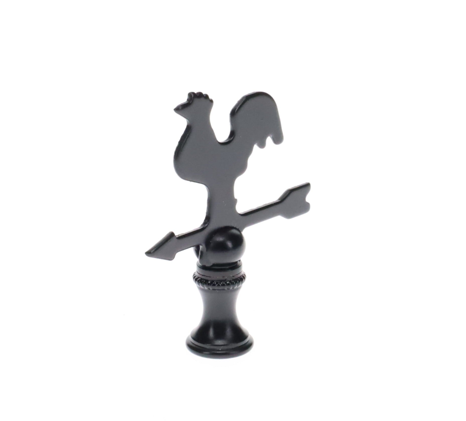 2-1/2" Tall Finial, Black Rooster Weather Vane, 1/4-27F Tap (15143)