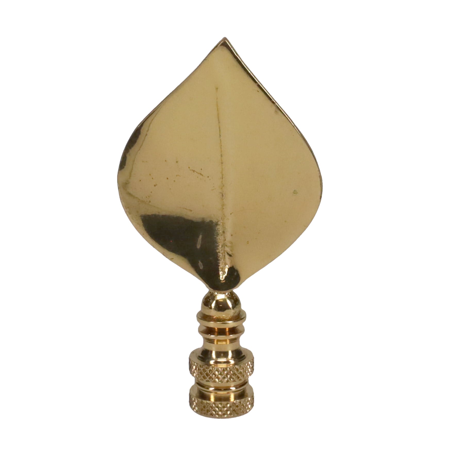 3-5/16" Tall Finial, Gloss Brass Leaf, 1/4-27F Tap (15144)