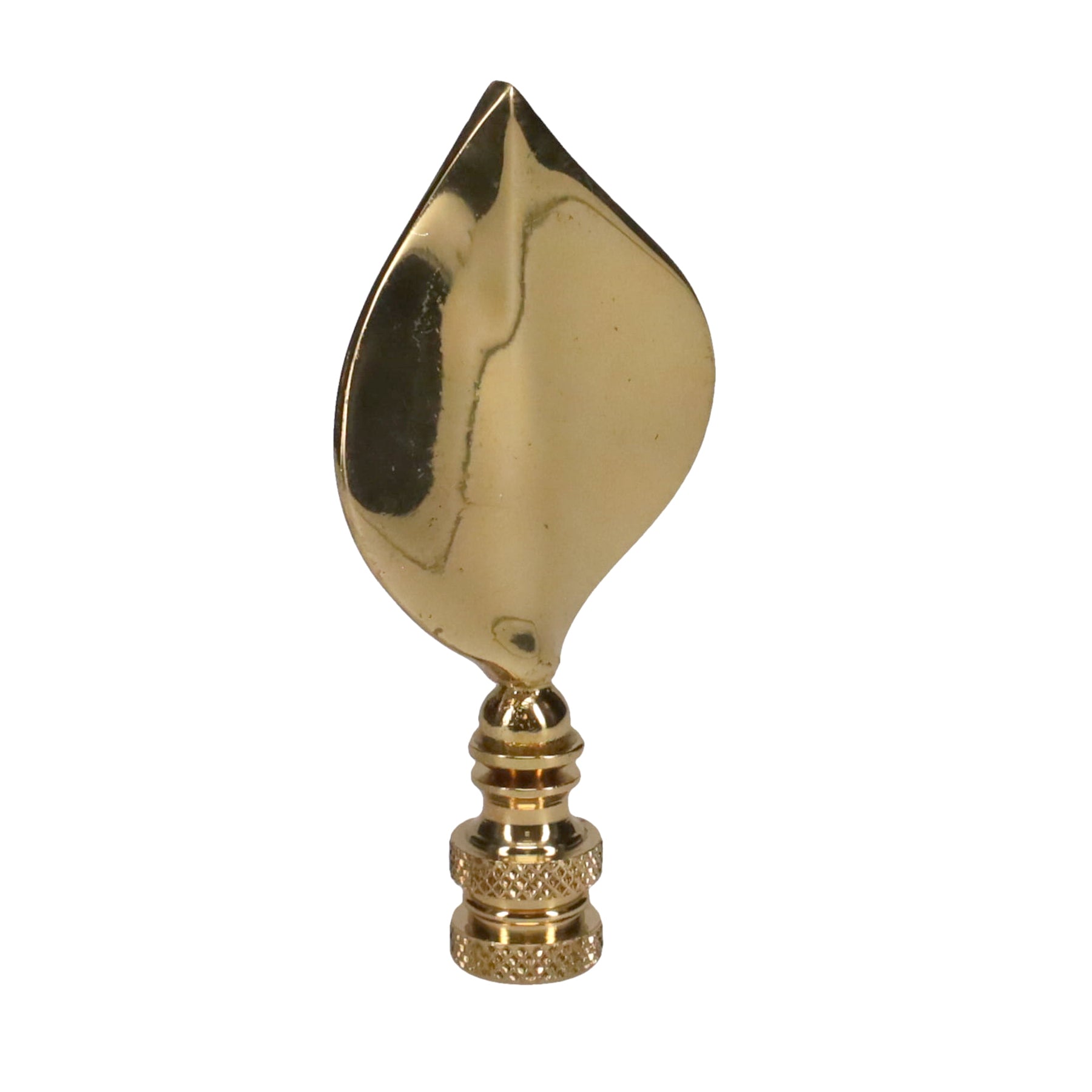 3-5/16" Tall Finial, Gloss Brass Leaf, 1/4-27F Tap (15144)