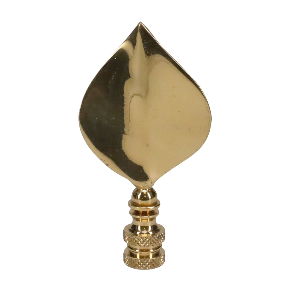 3-5/16" Tall Finial, Gloss Brass Leaf, 1/4-27F Tap (15144)