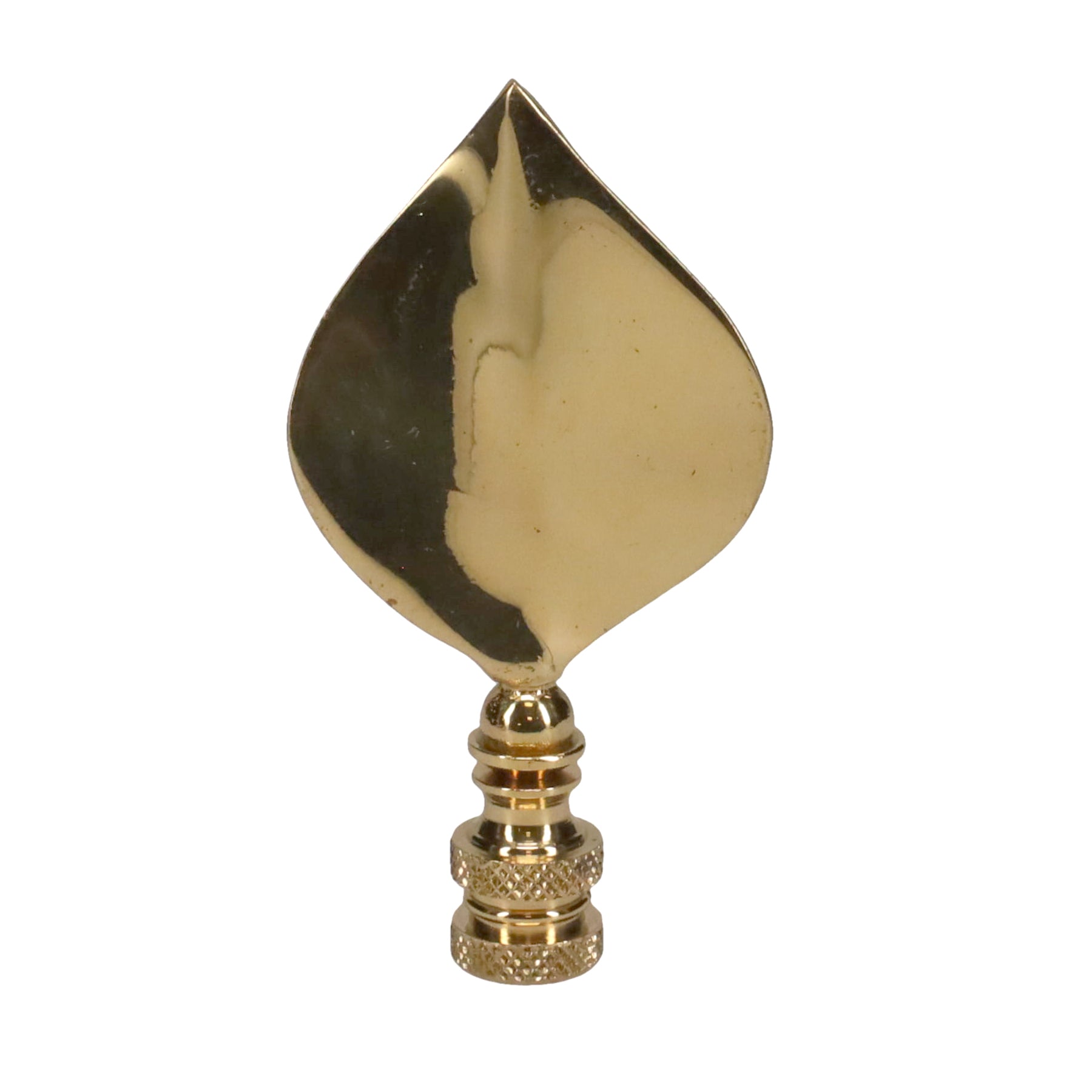 3-5/16" Tall Finial, Gloss Brass Leaf, 1/4-27F Tap (15144)
