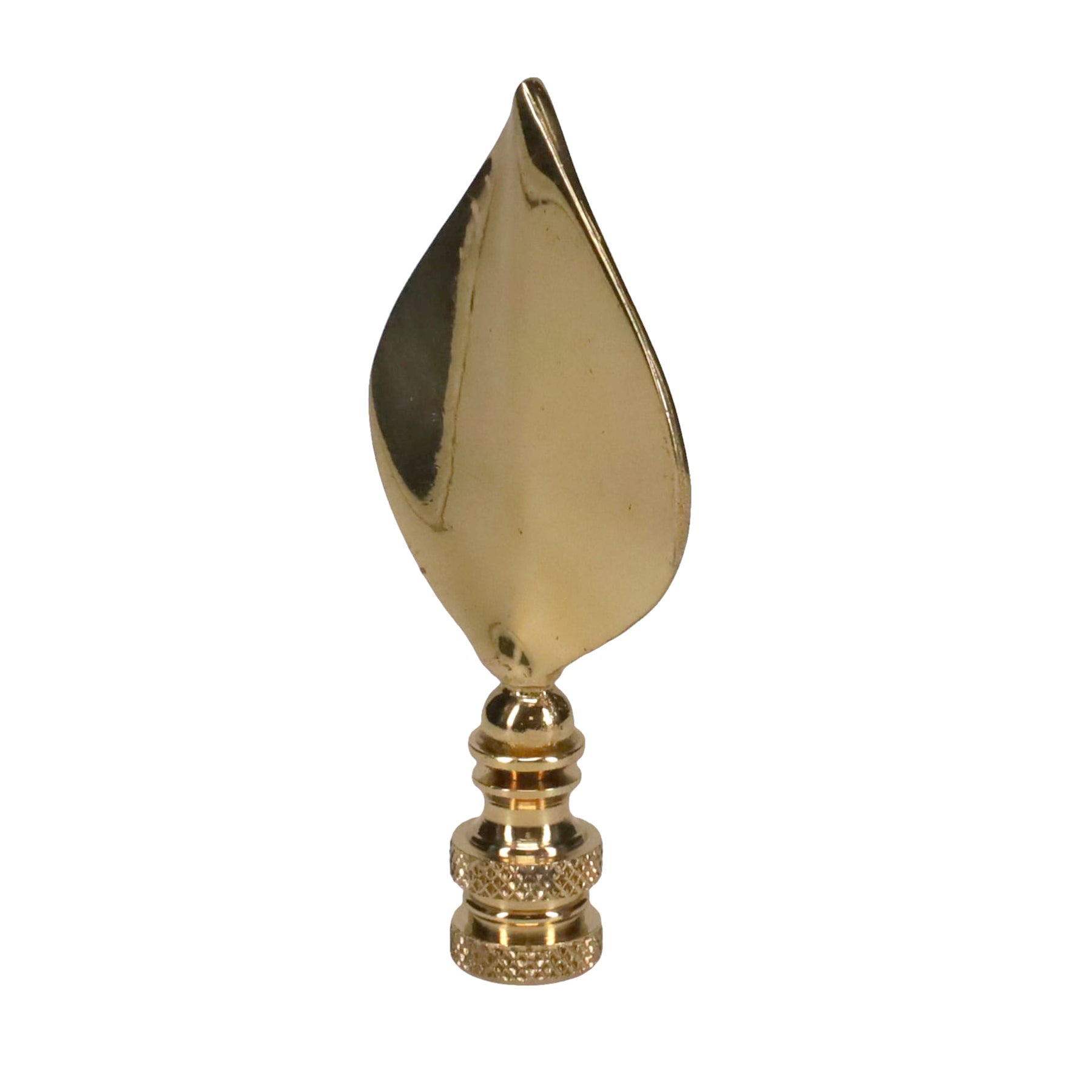 3-5/16" Tall Finial, Gloss Brass Leaf, 1/4-27F Tap (15144)