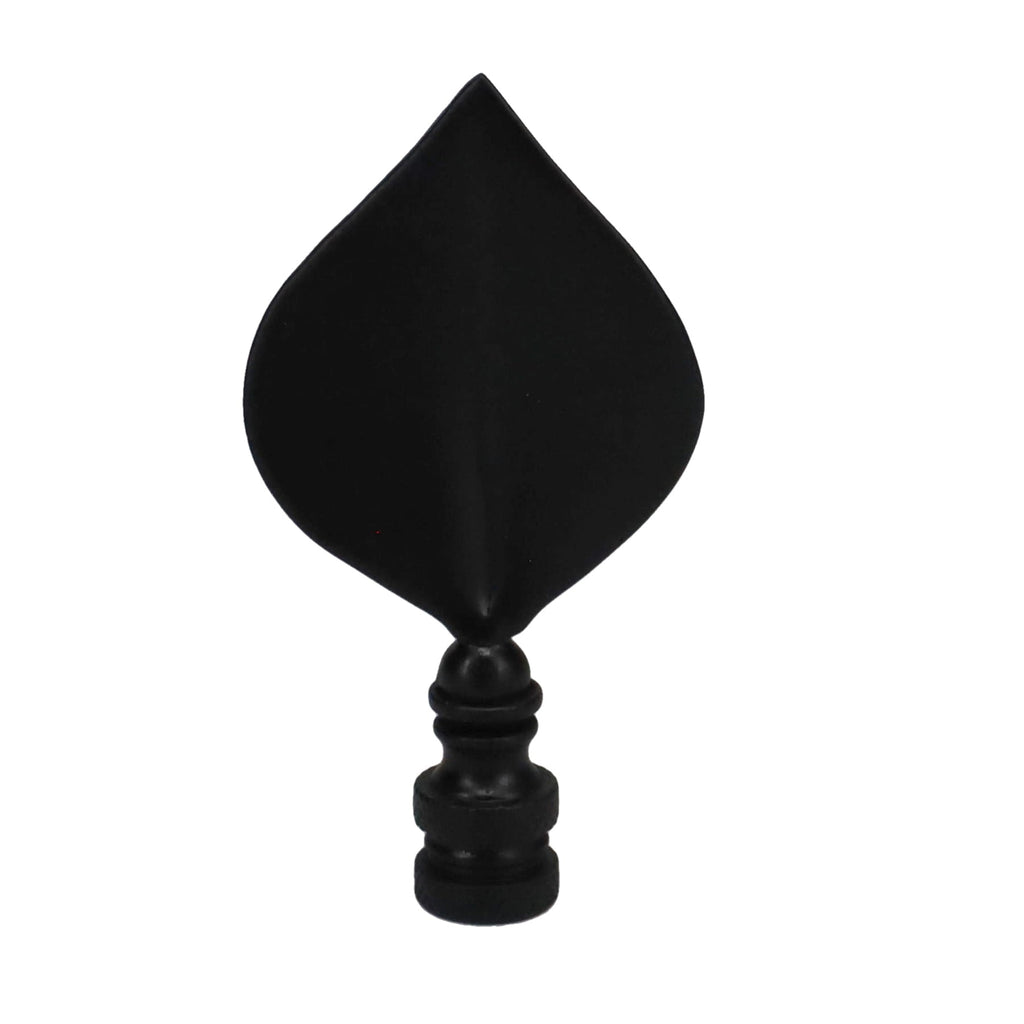 3-5/16" Tall Brass Finial, Satin Black Leaf, 1/4-27F Tap (15144BK)