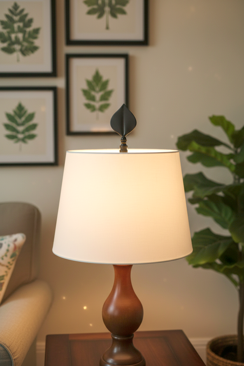 3-5/16" Tall Brass Finial, Satin Black Leaf, 1/4-27F Tap (15144BK)
