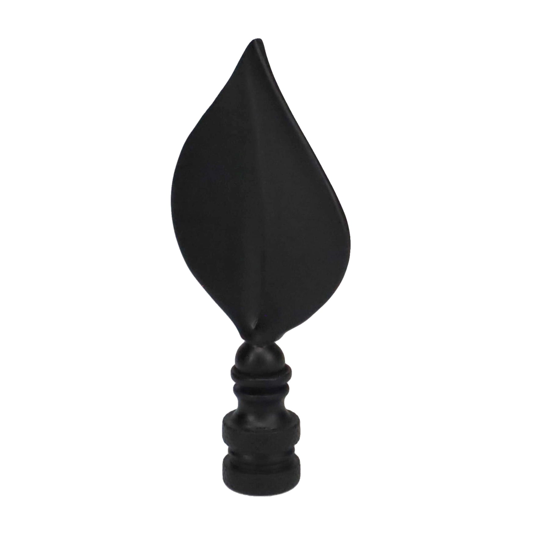 3-5/16" Tall Brass Finial, Satin Black Leaf, 1/4-27F Tap (15144BK)