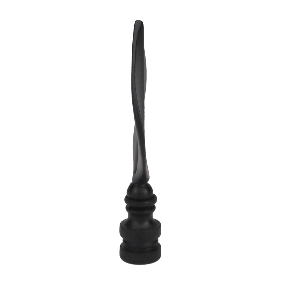 3-5/16" Tall Brass Finial, Satin Black Leaf, 1/4-27F Tap (15144BK)