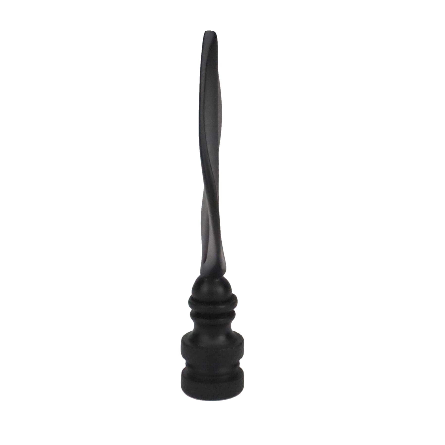 3-5/16" Tall Brass Finial, Satin Black Leaf, 1/4-27F Tap (15144BK)