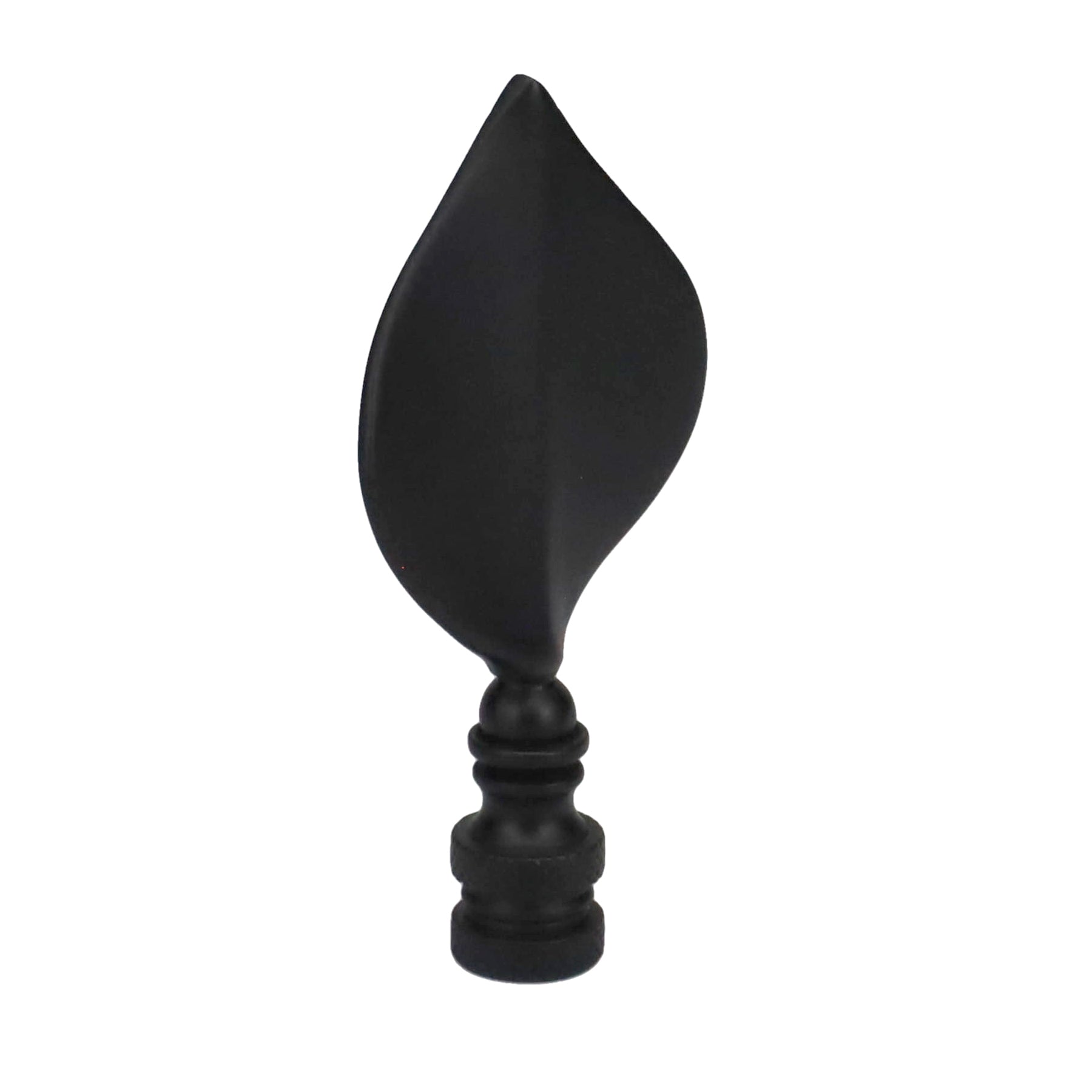3-5/16" Tall Brass Finial, Satin Black Leaf, 1/4-27F Tap (15144BK)