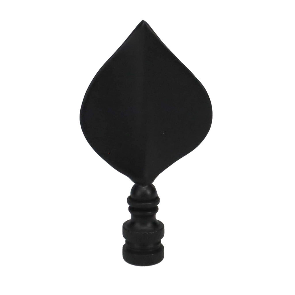 3-5/16" Tall Brass Finial, Satin Black Leaf, 1/4-27F Tap (15144BK)