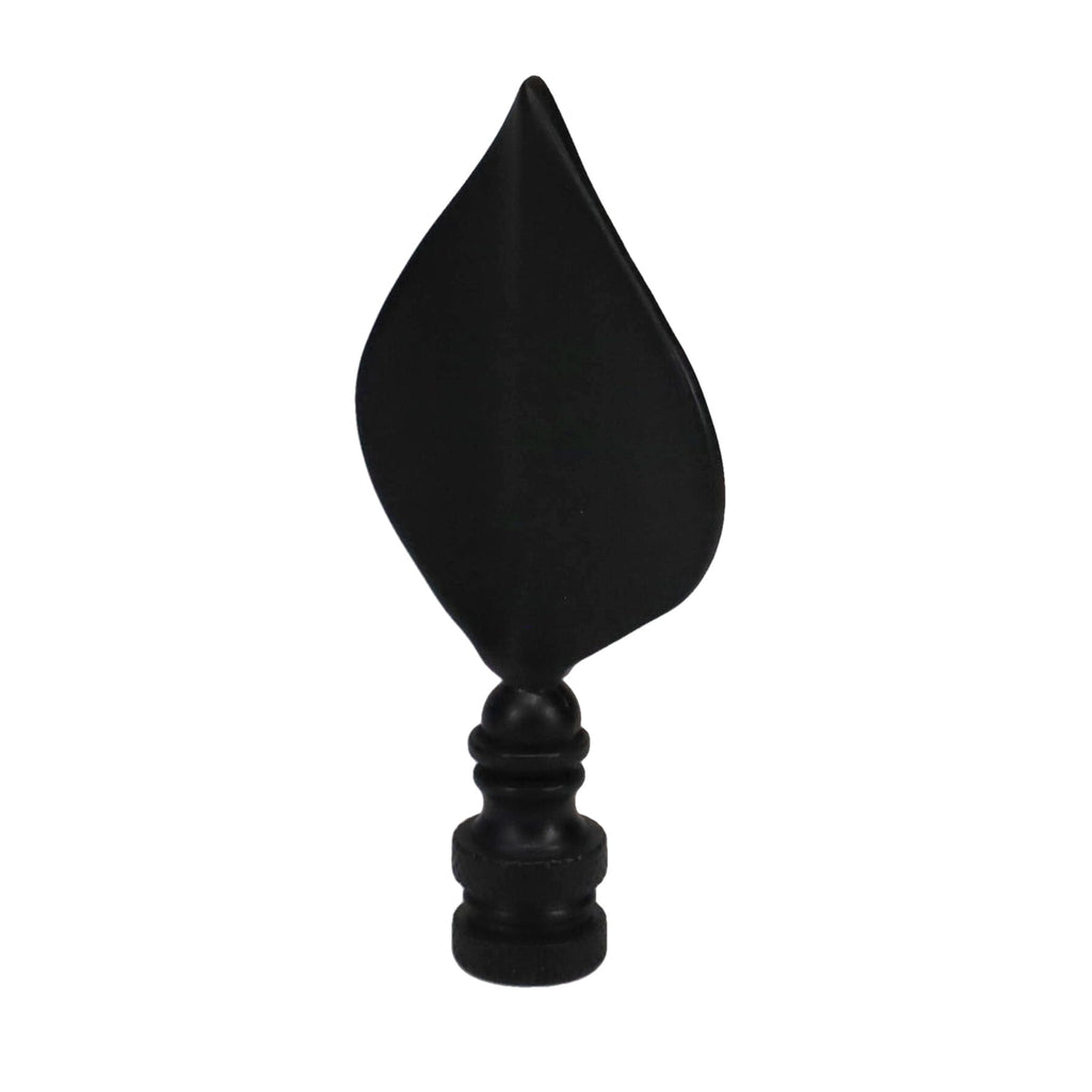 3-5/16" Tall Brass Finial, Satin Black Leaf, 1/4-27F Tap (15144BK)