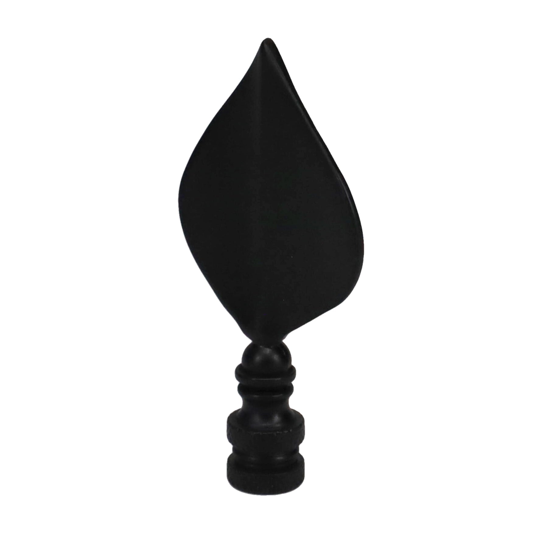 3-5/16" Tall Brass Finial, Satin Black Leaf, 1/4-27F Tap (15144BK)
