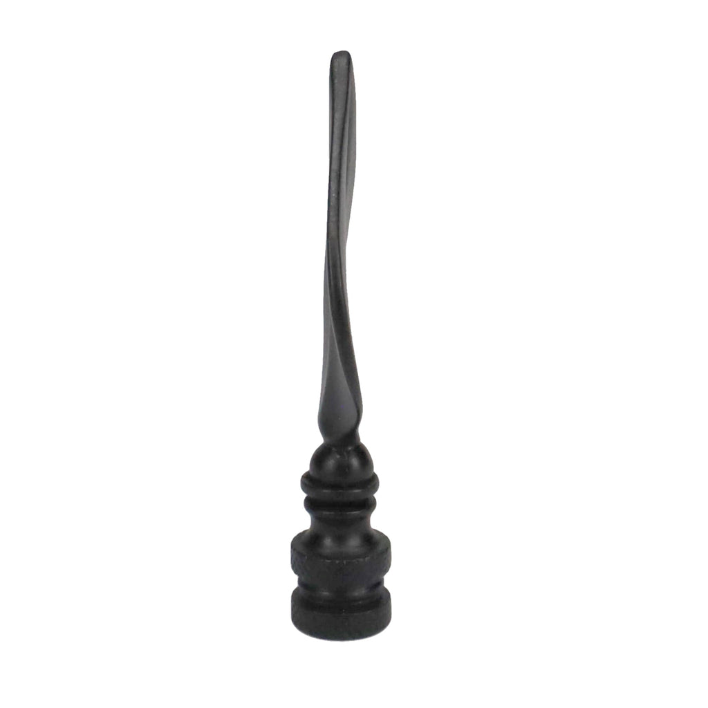 3-5/16" Tall Brass Finial, Satin Black Leaf, 1/4-27F Tap (15144BK)