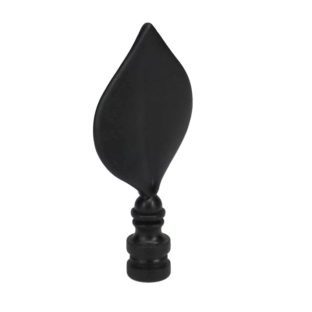 3-5/16" Tall Brass Finial, Satin Black Leaf, 1/4-27F Tap (15144BK)