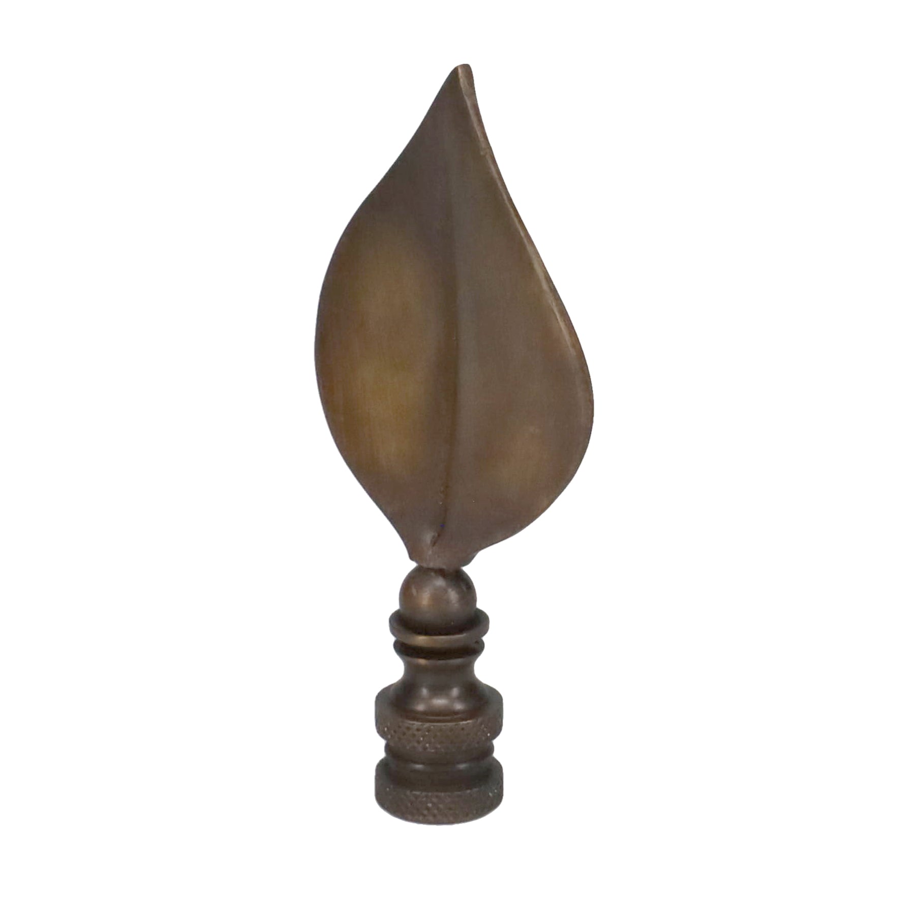 3-5/16" Tall Brass Finial, Antique Bronze Leaf, 1/4-27F Tap (15144BR)