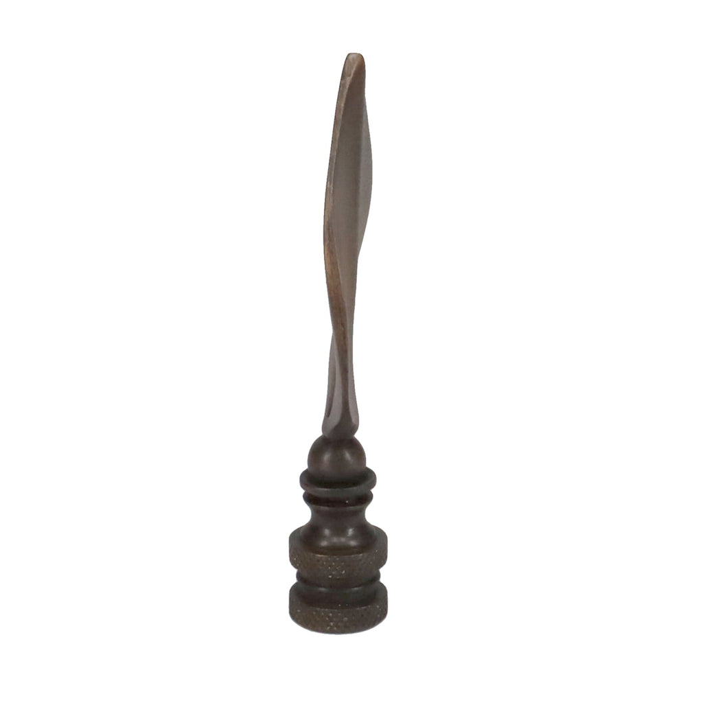 3-5/16" Tall Brass Finial, Antique Bronze Leaf, 1/4-27F Tap (15144BR)