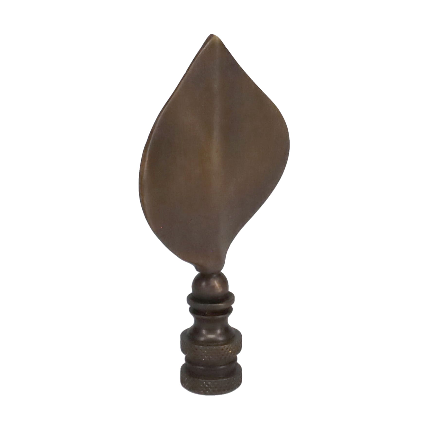 3-5/16" Tall Brass Finial, Antique Bronze Leaf, 1/4-27F Tap (15144BR)