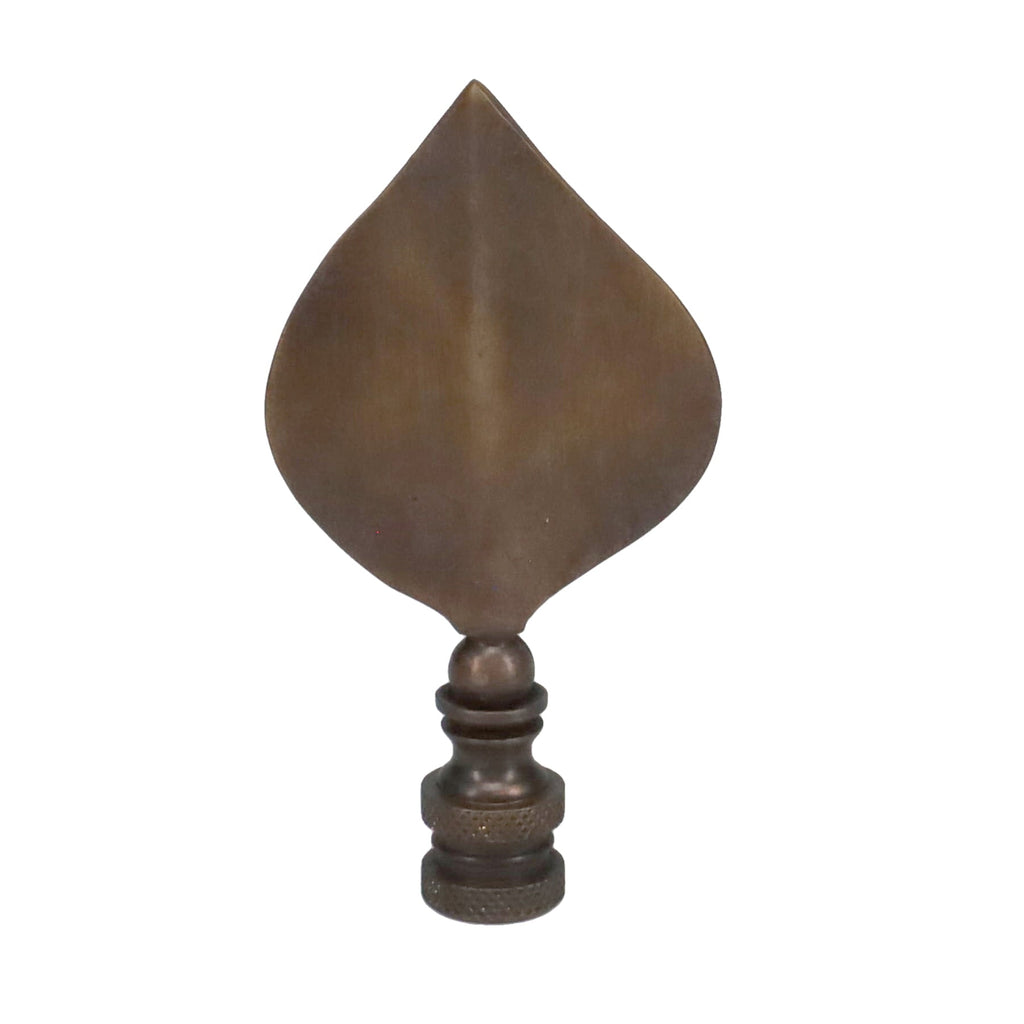 3-5/16" Tall Brass Finial, Antique Bronze Leaf, 1/4-27F Tap (15144BR)