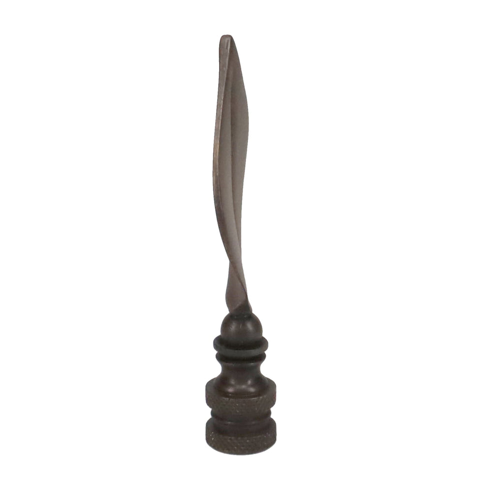 3-5/16" Tall Brass Finial, Antique Bronze Leaf, 1/4-27F Tap (15144BR)