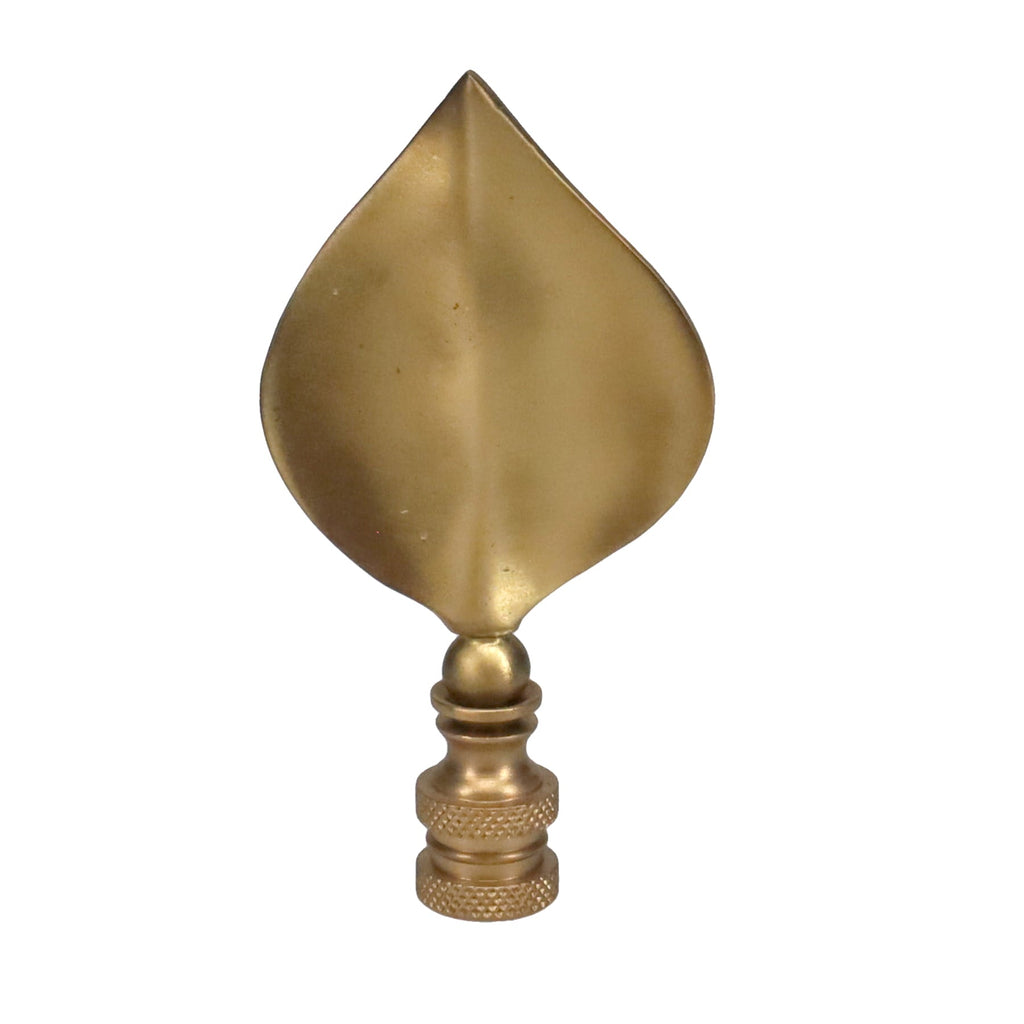 3-5/16" Tall Finial, Satin Brass Leaf, 1/4-27F Tap (15144SB)