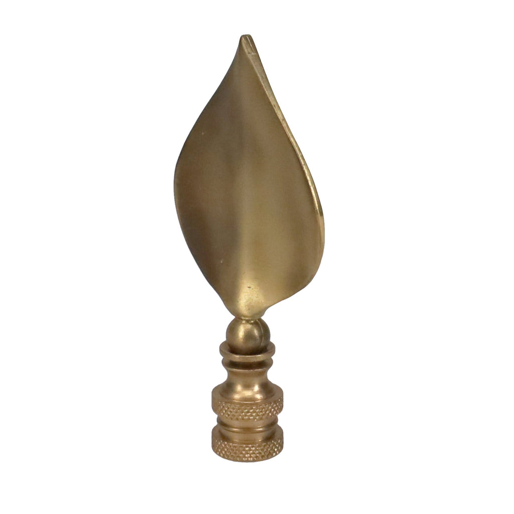 3-5/16" Tall Finial, Satin Brass Leaf, 1/4-27F Tap (15144SB)