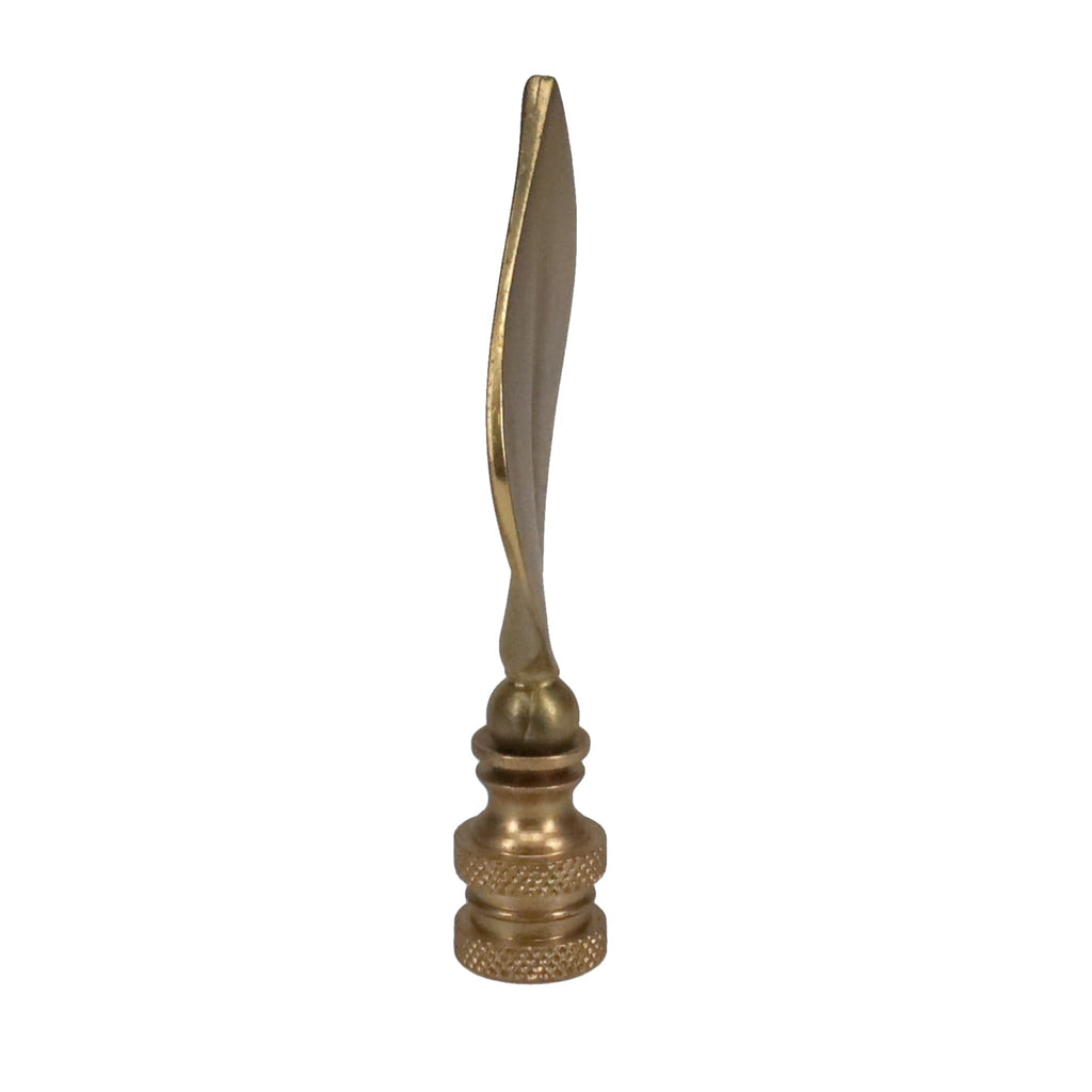 3-5/16" Tall Finial, Satin Brass Leaf, 1/4-27F Tap (15144SB)
