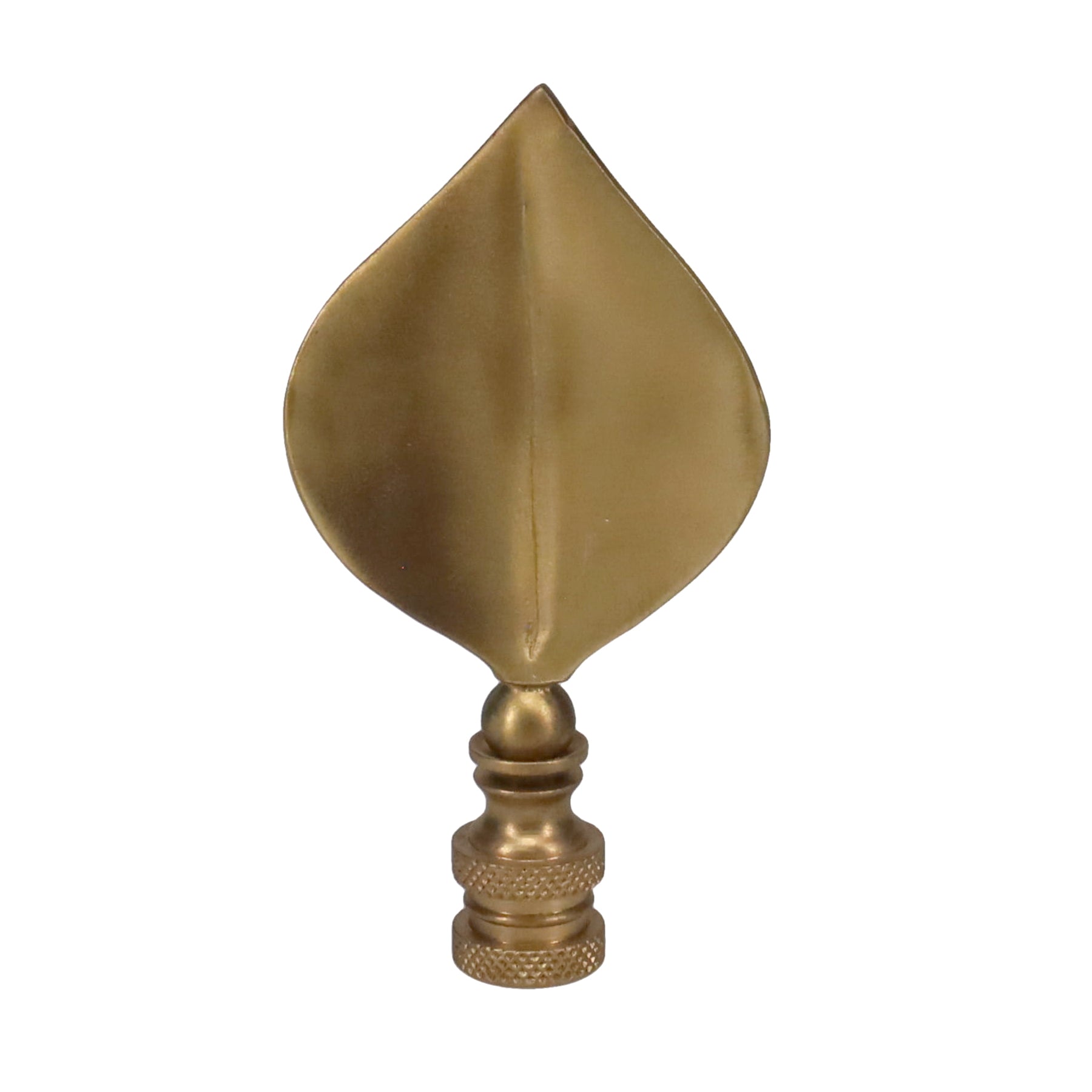 3-5/16" Tall Finial, Satin Brass Leaf, 1/4-27F Tap (15144SB)