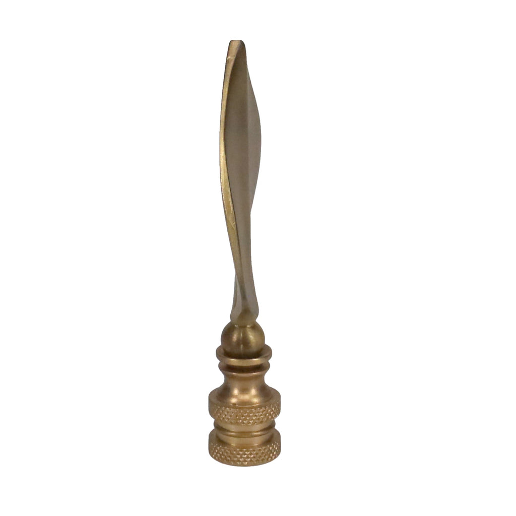 3-5/16" Tall Finial, Satin Brass Leaf, 1/4-27F Tap (15144SB)