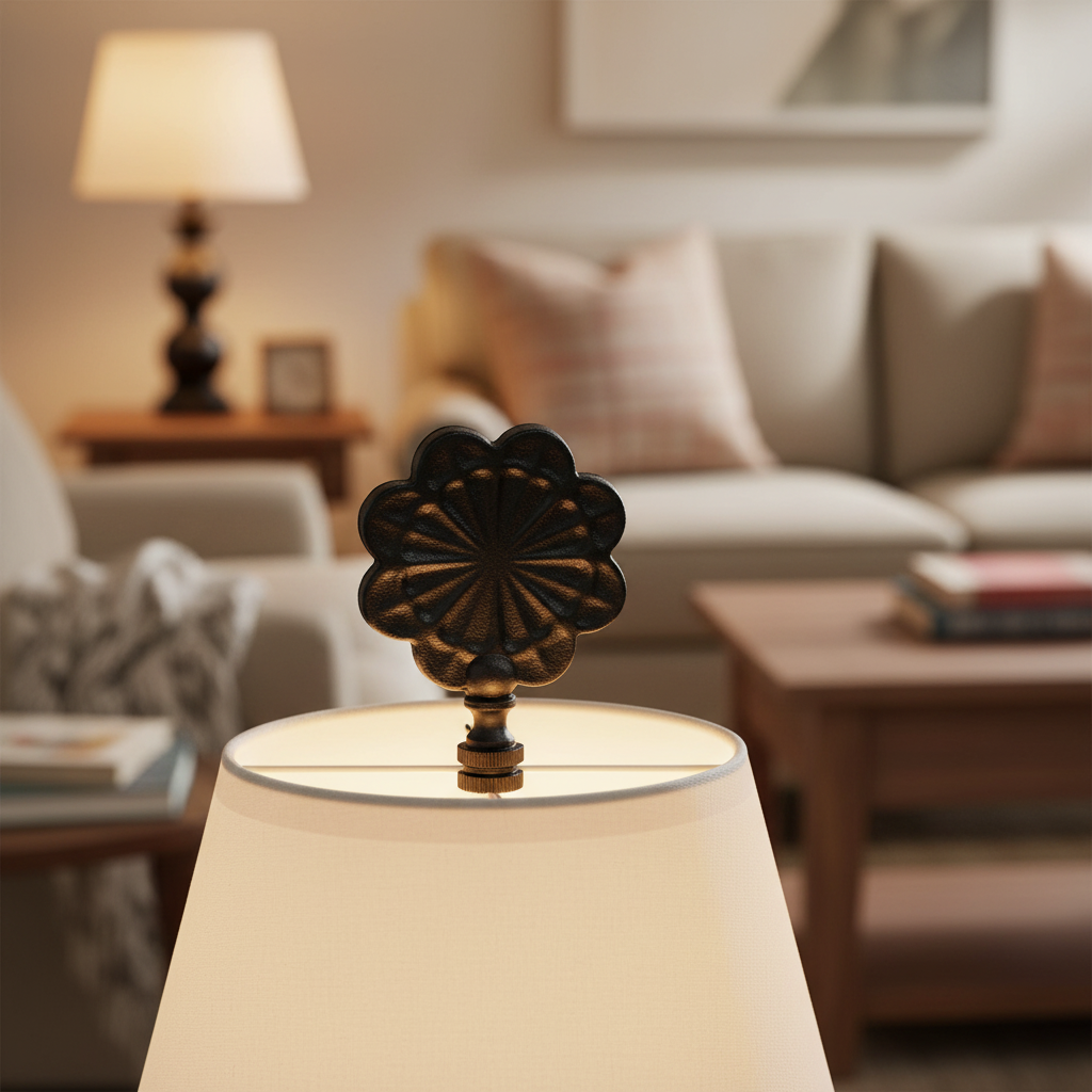3-1/8" Tall Finial, Satin Black Floral Pattern, 1/4-27F Tap (15145)
