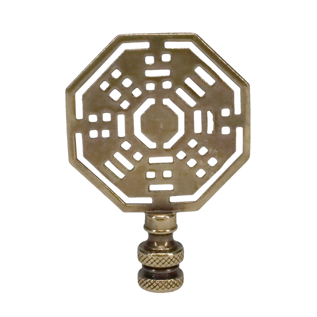 3" Tall Brass Finial, Octagon Eight Trigrams Pattern, 1/4-27F Tap (15146)