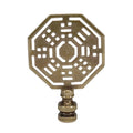 3" Tall Brass Finial, Octagon Eight Trigrams Pattern, 1/4-27F Tap (15146)