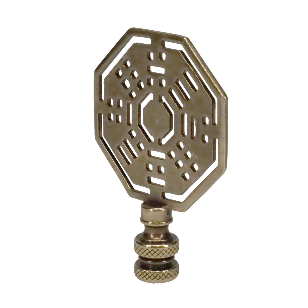 3" Tall Brass Finial, Octagon Eight Trigrams Pattern, 1/4-27F Tap (15146)