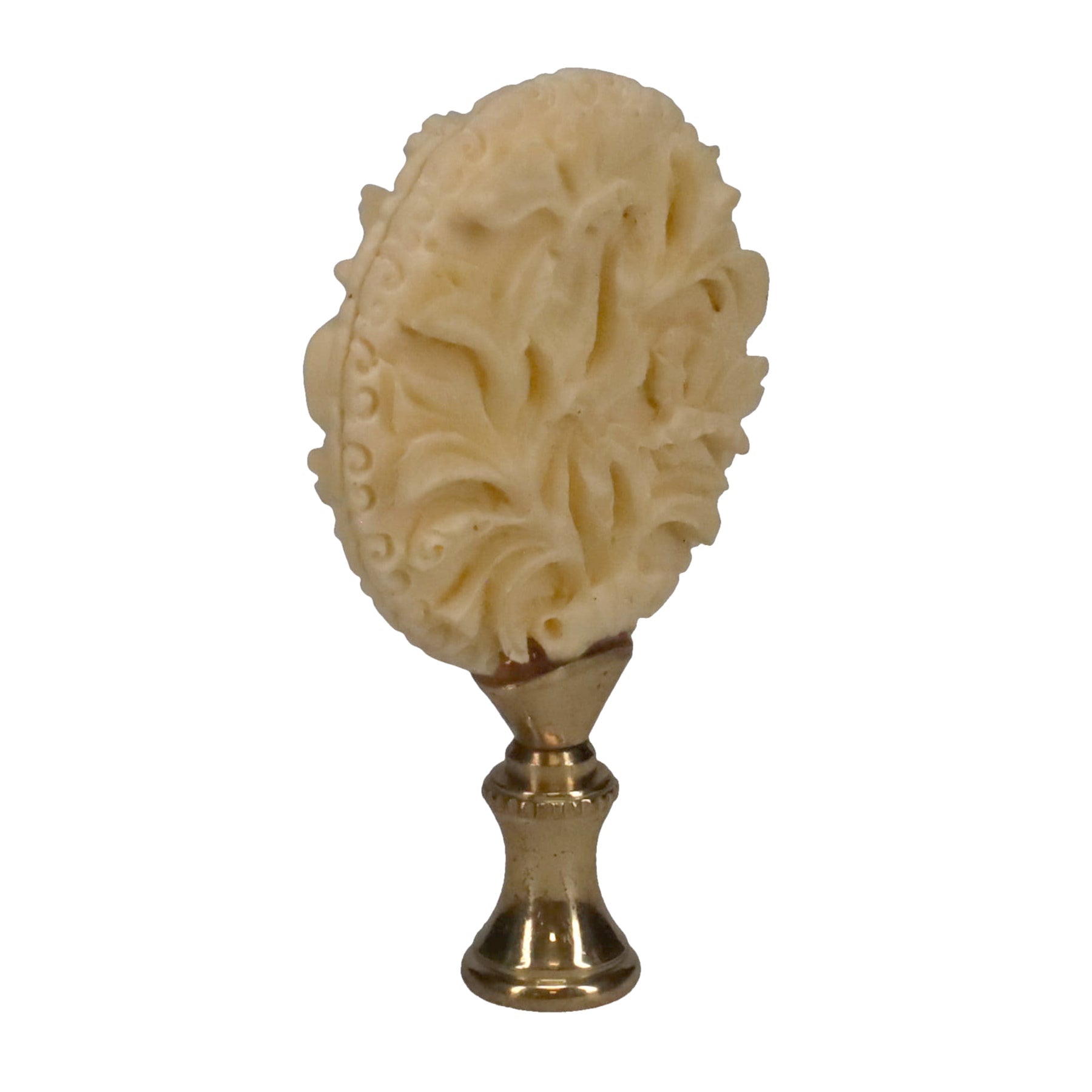 3-1/8" Tall Brass Finial, Carved Floral Pattern, 1/4-27F Tap (15147)