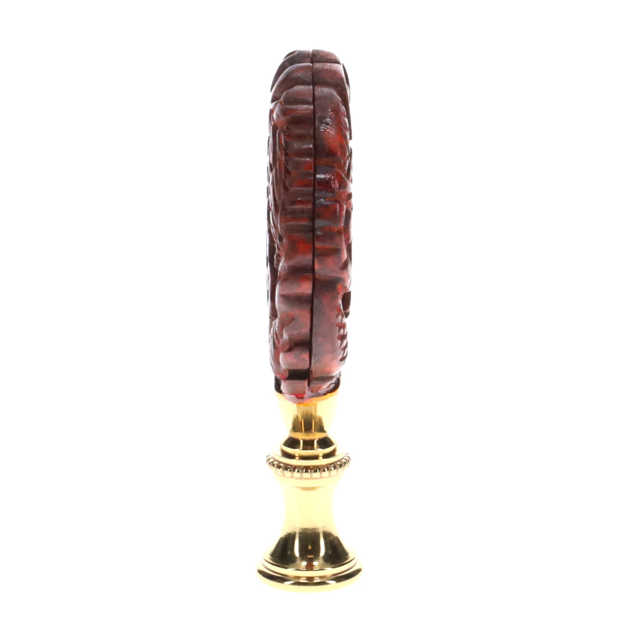 3" Tall Brass Finial, Carved Dragon, 1/4-27F Tap (15148)