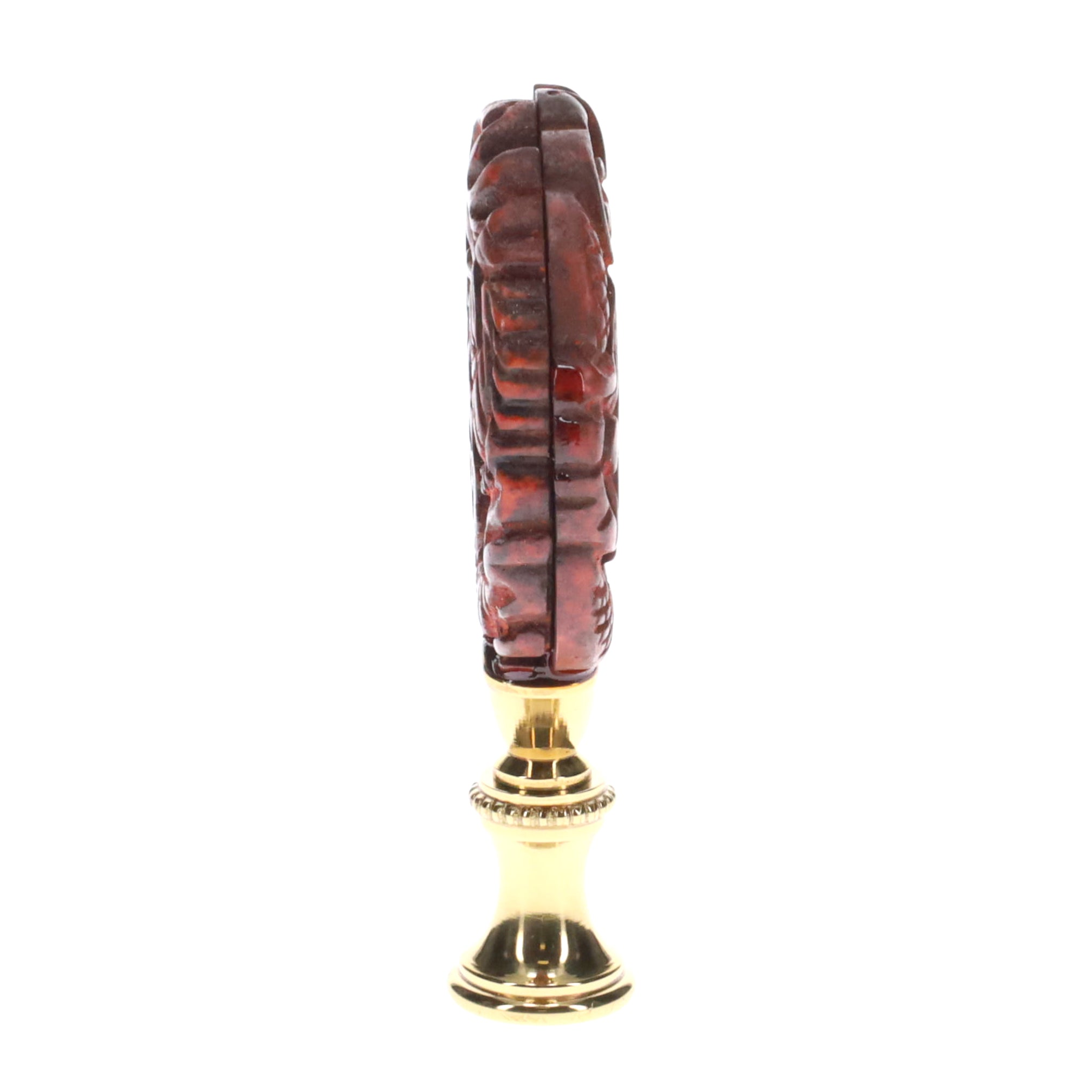 3" Tall Brass Finial, Carved Dragon, 1/4-27F Tap (15148)