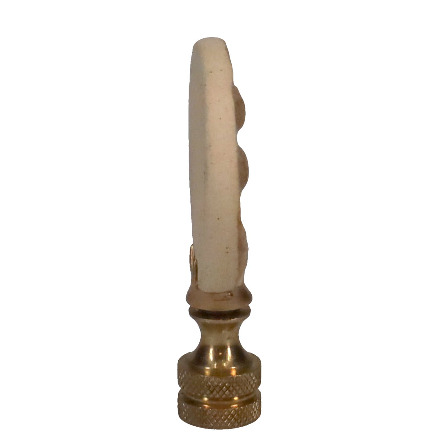 2-5/8" Tall Brass Finial, Ceramic Fauna Pattern, 1/4-27F Tap (15149)