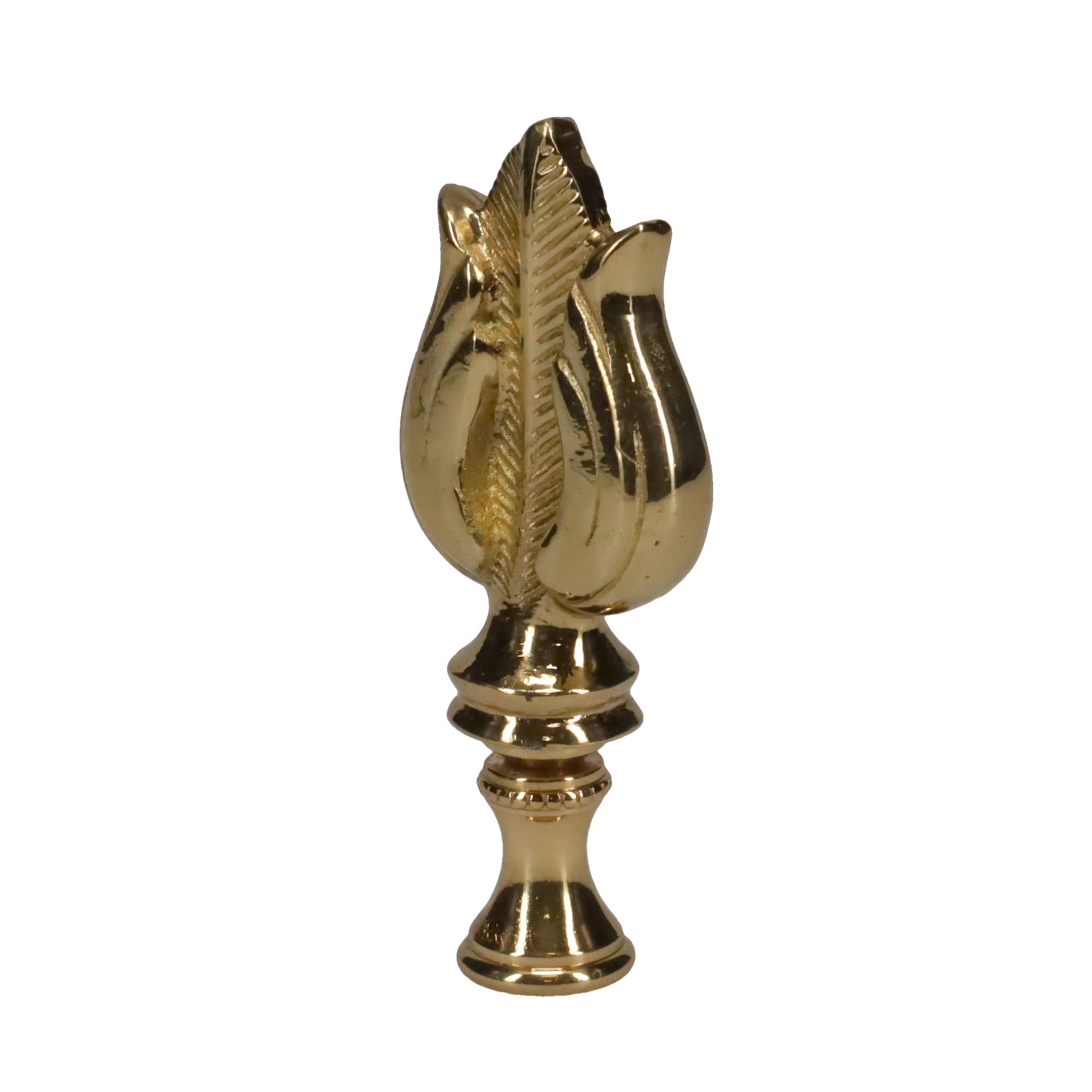 3" Tall Brass Finial, Leaf & Feather Pattern, 1/4-27F Tap (15151)