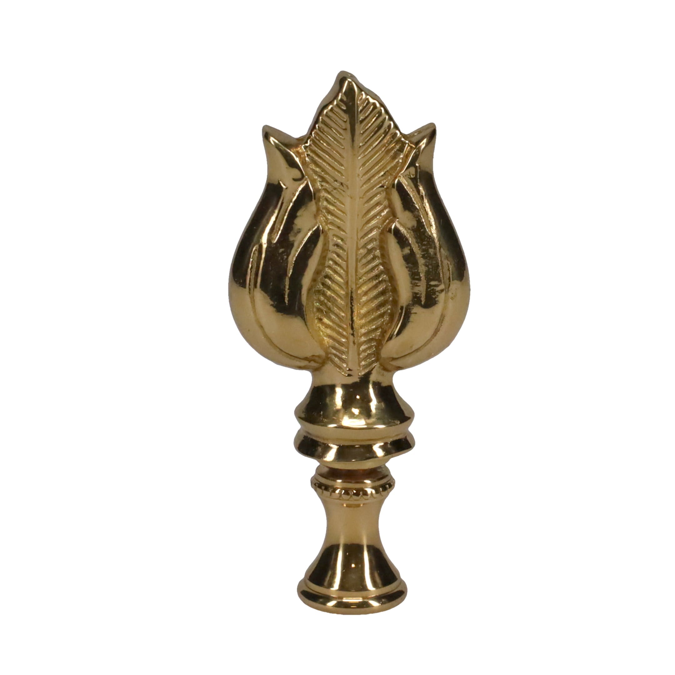 3" Tall Brass Finial, Leaf & Feather Pattern, 1/4-27F Tap (15151)