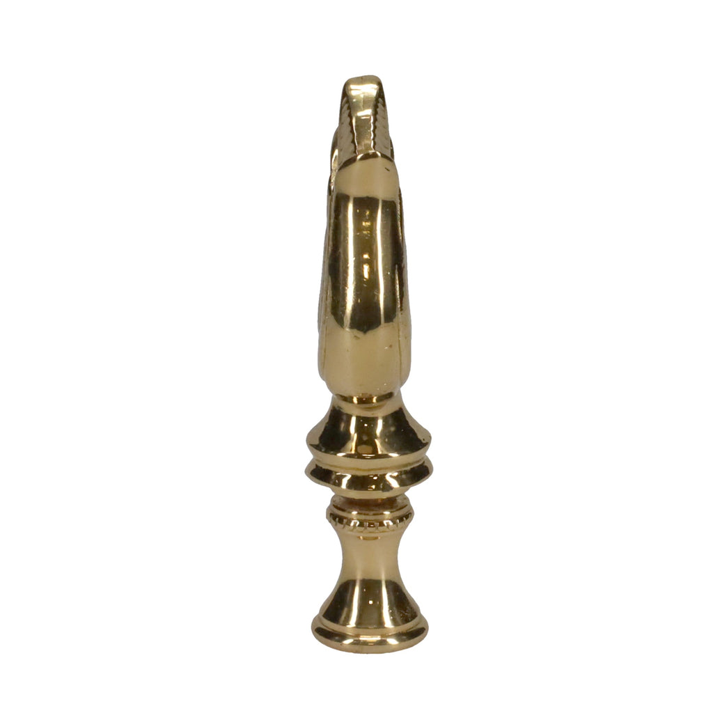 3" Tall Brass Finial, Leaf & Feather Pattern, 1/4-27F Tap (15151)