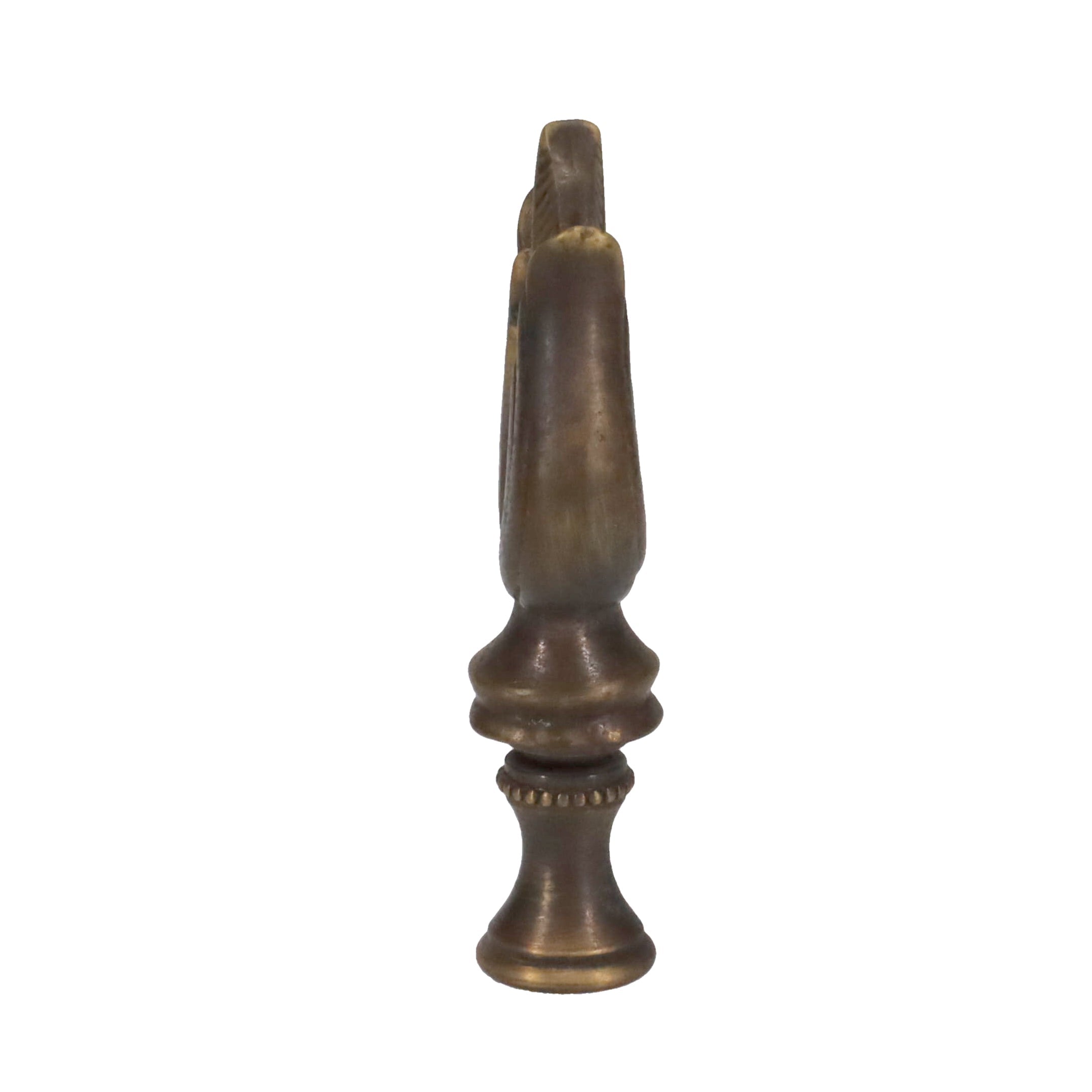 3" Tall Brass Finial, Bronze Leaf & Feather Pattern, Colors Vary, 1/4-27F Tap (15151BR)