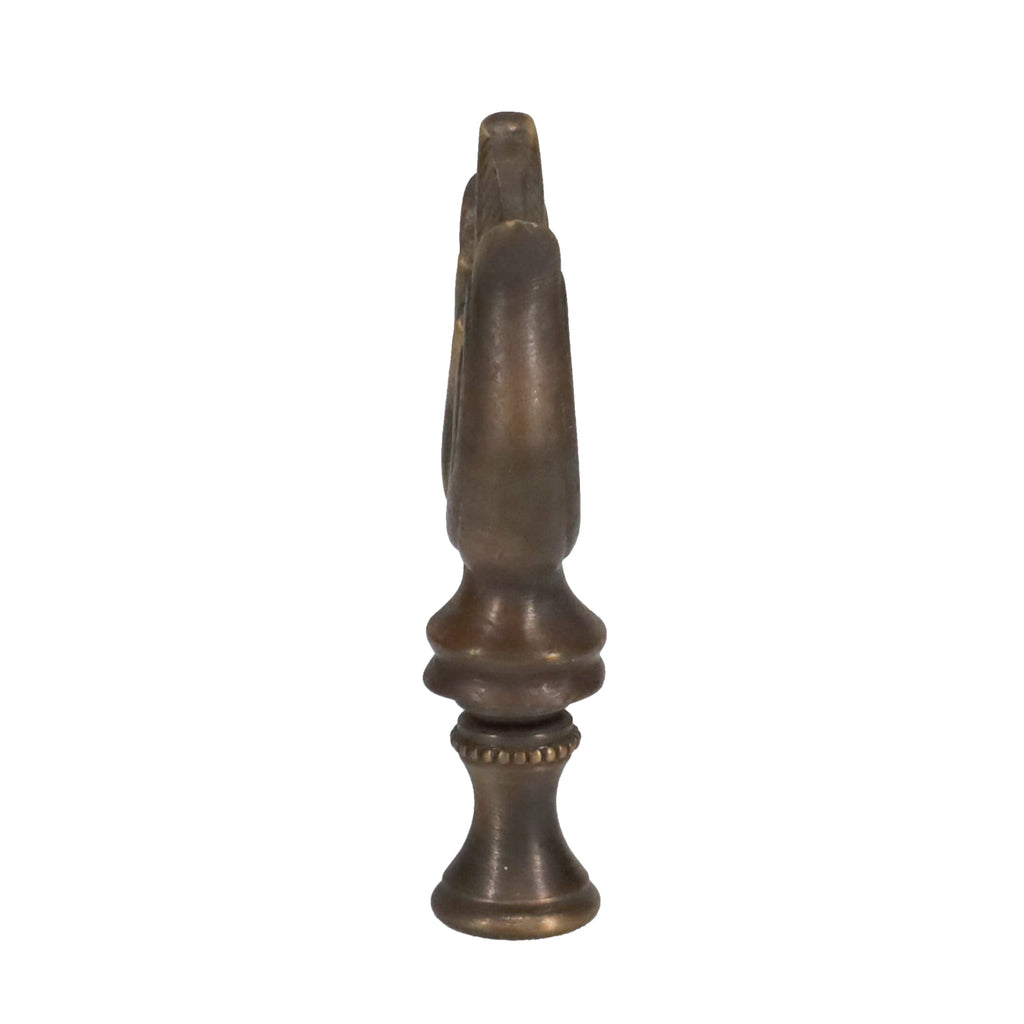 3" Tall Brass Finial, Bronze Leaf & Feather Pattern, Colors Vary, 1/4-27F Tap (15151BR)