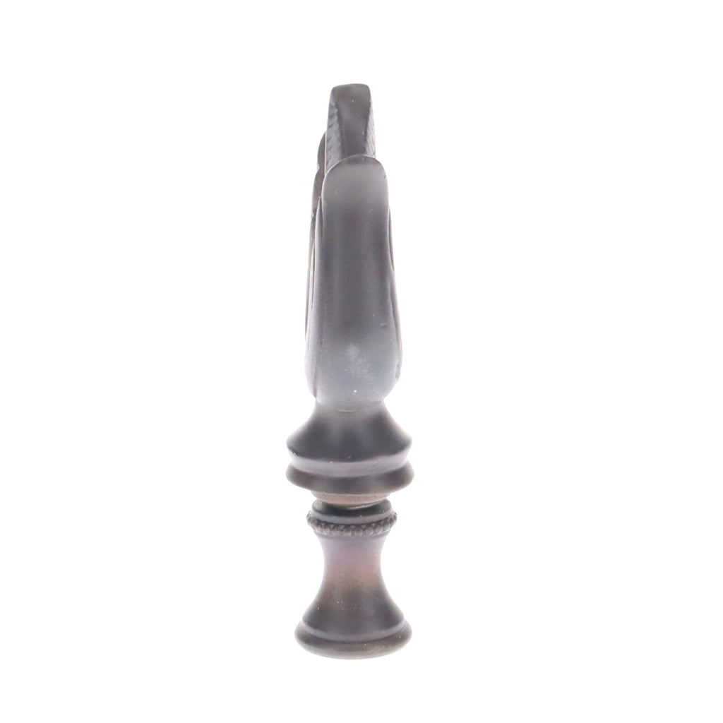 3" Tall Brass Finial, Dark Bronze Leaf & Feather Pattern, 1/4-27F Tap (15151DB)
