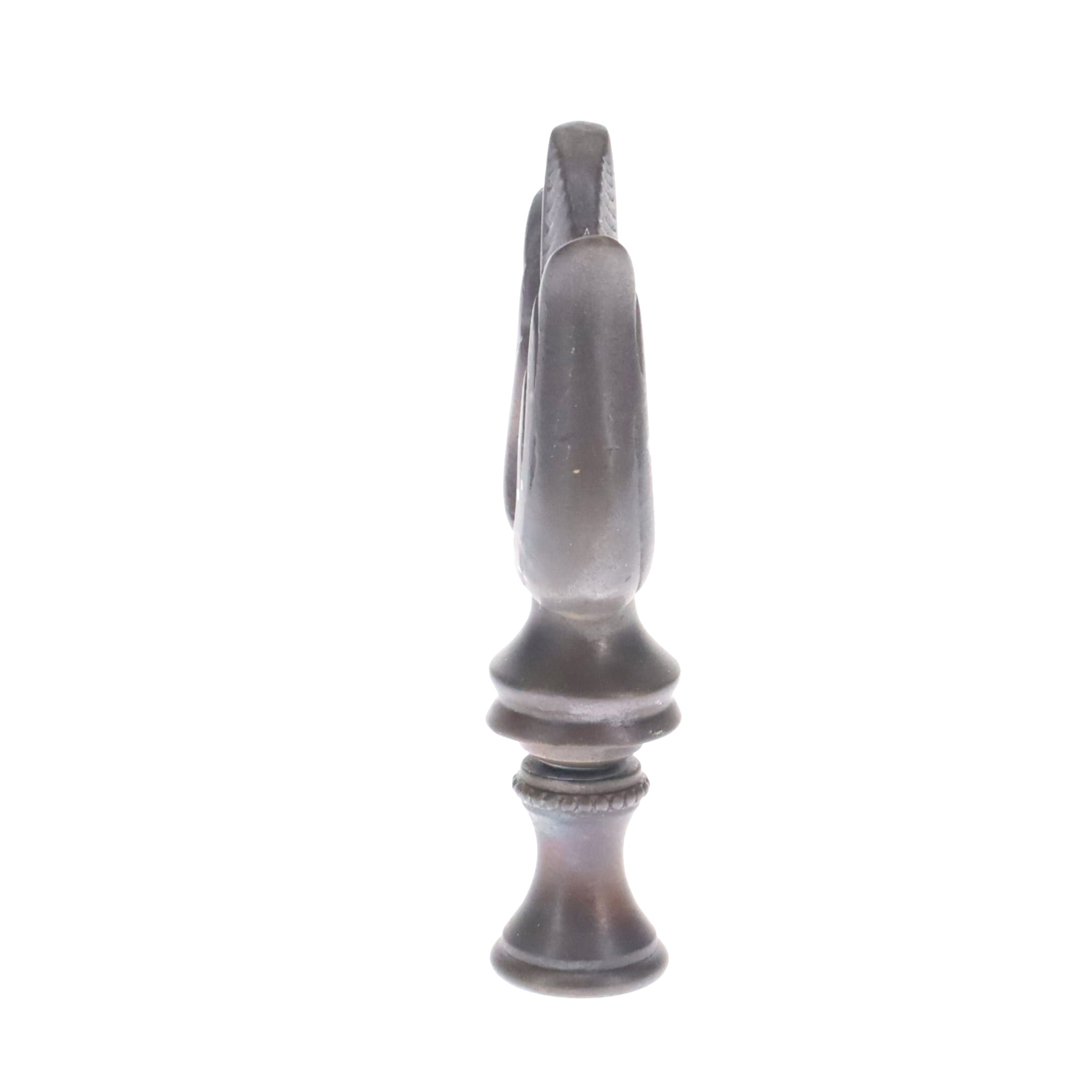 3" Tall Brass Finial, Dark Bronze Leaf & Feather Pattern, 1/4-27F Tap (15151DB)