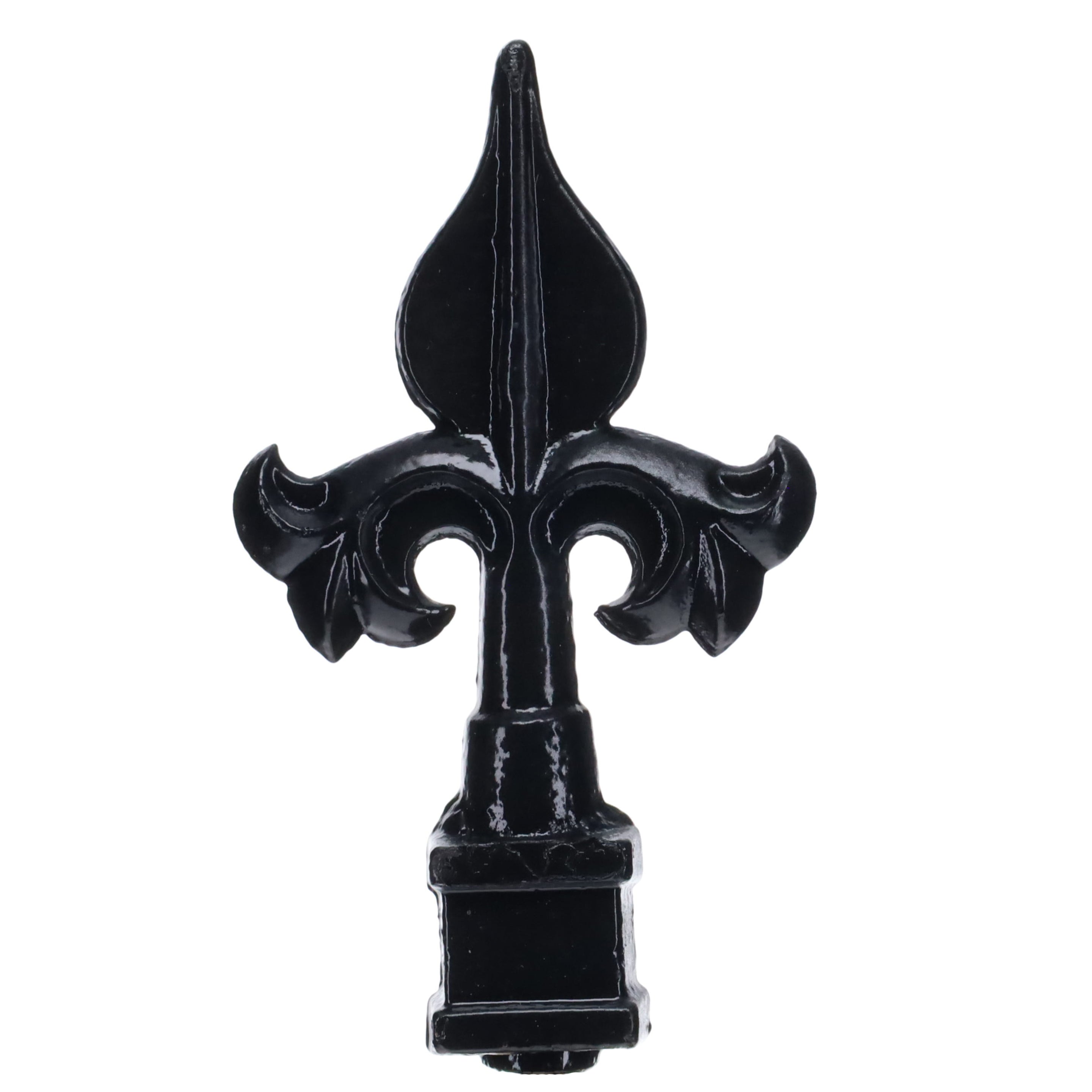 4-3/4" Tall Finial, Fleur-De-Lis, Gloss Black, 1/4-27F Tap (15152)
